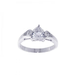 .925 Sterling Silver Rhodium Plated Clear Center Cz Ring, <b>size: 5</b>