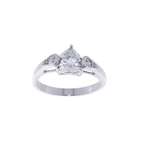 .925 Sterling Silver Rhodium Plated Clear Center Cz Ring, <b>size: 5</b>