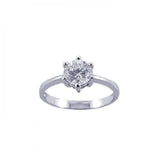 .925 Sterling Silver Rhodium Plated Cz Solitaire Ring, <b>size: 5</b>