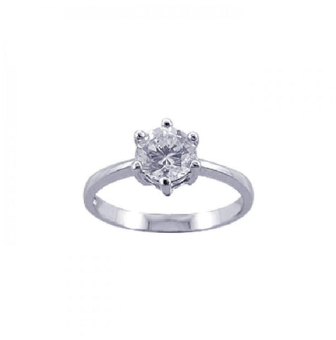 .925 Sterling Silver Rhodium Plated Cz Solitaire Ring, <b>size: 5</b>