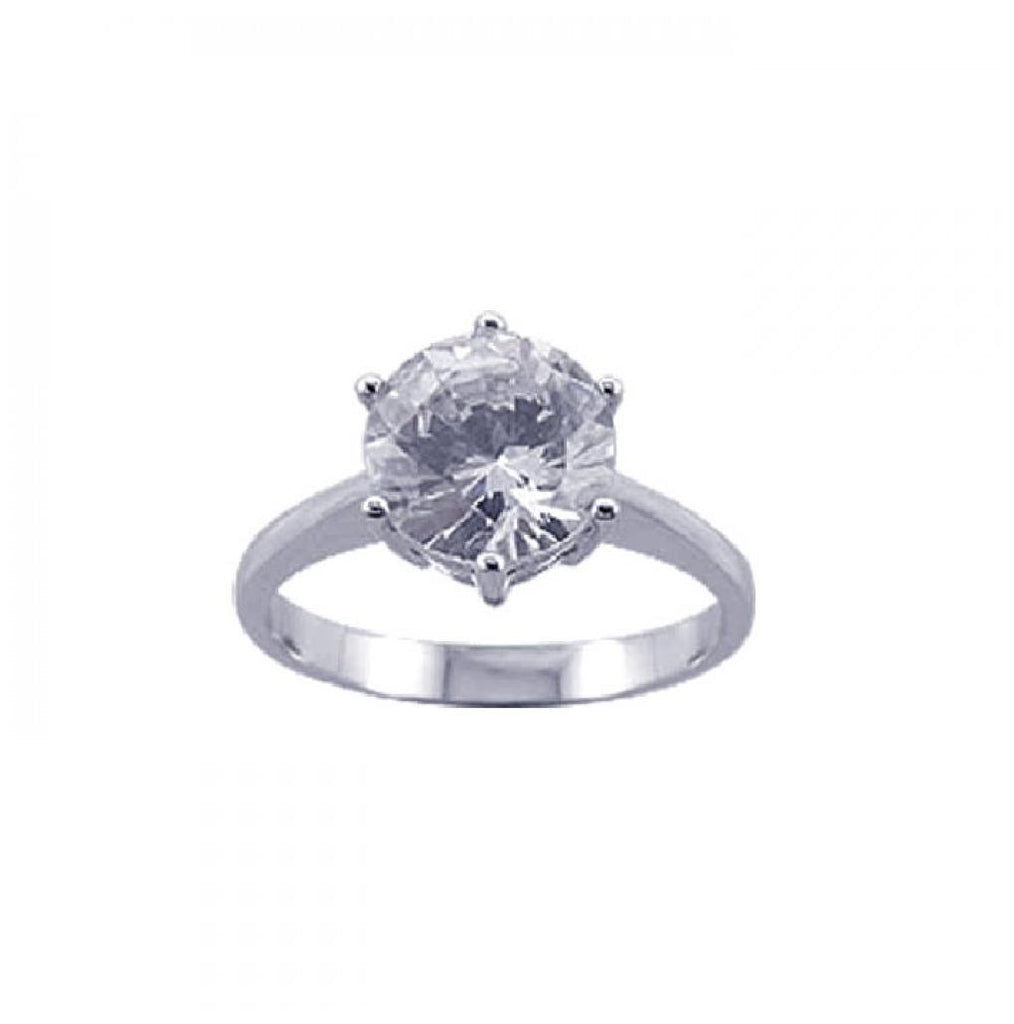 .925 Sterling Silver Rhodium Plated Cz Large Solitaire Ring, <b>size: 5</b>