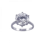 .925 Sterling Silver Rhodium Plated Large Center Cz Solitaire Ring, <b>size: 5</b>