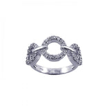 .925 Sterling Silver Rhodium Plated Cz 3 Open Circle Ring, <b>size: 5</b>