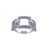 .925 Sterling Silver Rhodium Plated Cz 3 Open Square Ring, <b>size: 5</b>