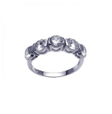 .925 Sterling Silver Rhodium Plated 5 Stone Set Cz Ring, <b>size: 5</b>