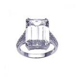 .925 Sterling Silver Rhodium Plated Large Clear Square Cz Ring, <b>size: 5</b>