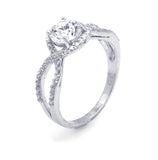 .925 Sterling Silver Rhodium Plated Clear Center Cz Intertwining Ring, <b>size: 5</b>