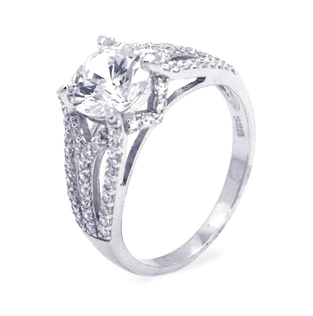 .925 Sterling Silver Rhodium Plated Clear Center Cz Ring, <b>size: 5</b>