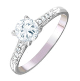 .925 Sterling Silver Rhodium Plated Round Center Cz Ring, <b>size: 5</b>