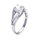 .925 Sterling Silver Rhodium Plated Round Center Cz Intertwining Ring, <b>size: 5</b>