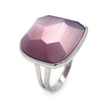 .925 Sterling Silver Rhodium Plated Square Purple Cz Ring, <b>size: 5</b>