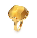 .925 Sterling Silver Gold Plated Brown Cz Ring, <b>size: 5</b>