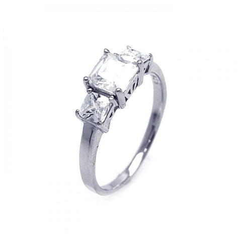 .925 Sterling Silver Rhodium Plated Cz Past Present Future Ring, <b>size: 5</b>