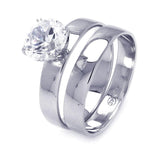 .925 Sterling Silver Rhodium Plated Solitaire Cz Matching Ring Pair Set, <b>size: 5</b>