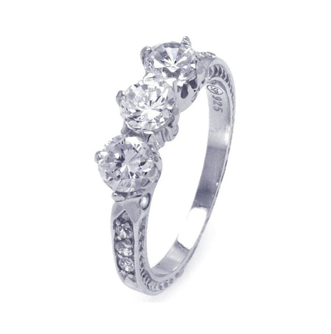 .925 Sterling Silver Rhodium Plated Cz Past Present Future Ring, <b>size: 5</b>