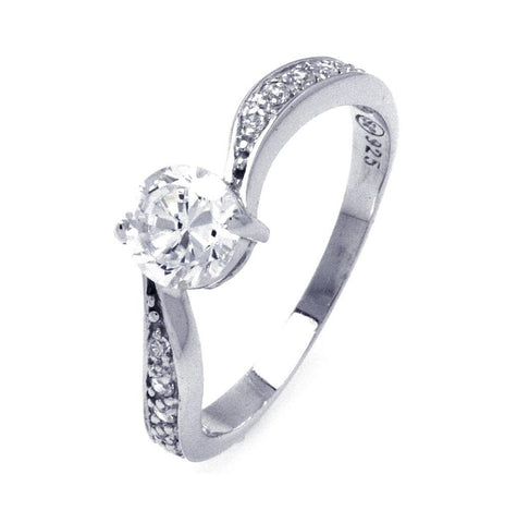 .925 Sterling Silver Rhodium Plated Channel Set Cz Wave Ring, <b>size: 5</b>