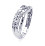 .925 Sterling Silver Rhodium Plated Cz Wave Ring, <b>size: 5</b>