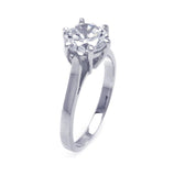 .925 Sterling Silver Rhodium Plated Cz Solitaire Ring, <b>size: 5</b>