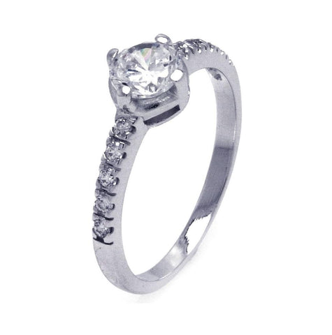 .925 Sterling Silver Rhodium Plated Cz Engagment Ring, <b>size: 5</b>