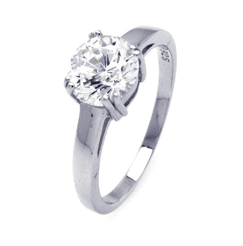 .925 Sterling Silver Rhodium Plated Cz Solitaire Ring, <b>size: 5</b>