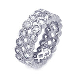 .925 Sterling Silver Rhodium Plated Cz Double Row Eternity Ring, <b>size: 5</b>