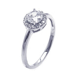 .925 Sterling Silver Rhodium Plated Round Clear Cluster Cz Ring, <b>size: 5</b>