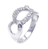 .925 Sterling Silver Rhodium Plated Pave Set Cz Link Ring, <b>size: 5</b>