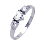 .925 Sterling Silver Rhodium Plated Cz Past Present Future Heart Ring, <b>size: 5</b>