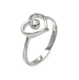 .925 Sterling Silver Rhodium Plated Small Round Cz Open Heart Ring, <b>size: 5</b>