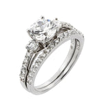 .925 Sterling Silver Rhodium Plated Present Past Future Cz Ring, <b>size: 5</b>