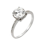 .925 Sterling Silver Rhodium Plated Round Clear Cz Ring, <b>size: 5</b>