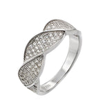 .925 Sterling Silver Rhodium Plated Round Clear Cz Twisted Ring, <b>size: 5</b>