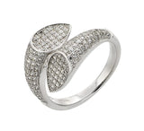 .925 Sterling Silver Rhodium Plated Two Tear Pear Cz Ring, <b>size: 5</b>