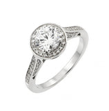 .925 Sterling Silver Rhodium Plated Micro Pave Clear Round Cz Wedding Ring, <b>size: 5</b>