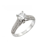 .925 Sterling Silver Rhodium Plated Wedding Round Circle Cz Mircro Pave Ring, <b>size: 5</b>