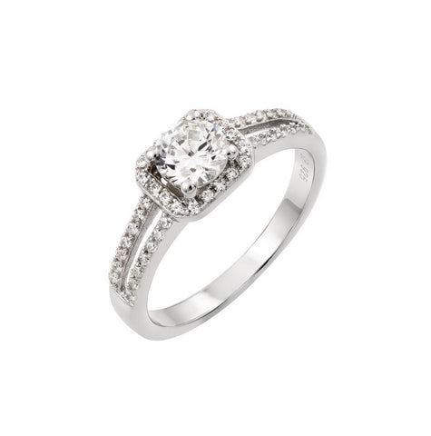 .925 Sterling Silver Rhodium Plated Micro Pave Cz Ring, <b>size: 5</b>