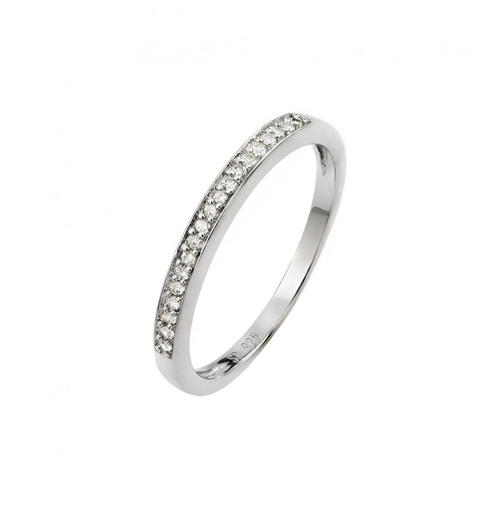 .925 Sterling Silver Rhodium Plated Small Round Cz Band Ring, <b>size: 5</b>