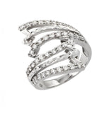 .925 Sterling Silver Rhodium Plated Inlay Filigree Design Cz Ring, <b>size: 5</b>