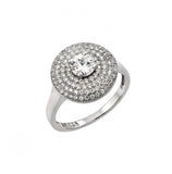 .925 Sterling Silver Rhodium Plated Circle Center Micro Pave Cz Ring, <b>size: 5</b>