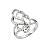 .925 Sterling Silver Rhodium Plated Filigree Round Clear Cz Ring, <b>size: 5</b>