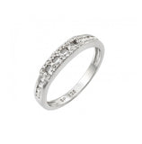 .925 Sterling Silver Rhodium Plated Thin Band Inlay Cz Ring, <b>size: 5</b>