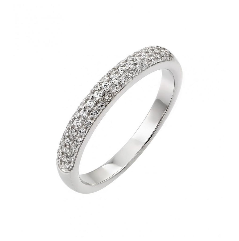 .925 Sterling Silver Rhodium Plated Micro Pave Cz Ring, <b>size: 5</b>