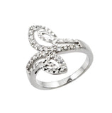 .925 Sterling Silver Rhodium Plated Clear Cz Filigree Ring, <b>size: 5</b>