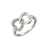 .925 Sterling Silver Rhodium Plated Clear Inlay Cz Intertwined Heart Ring, <b>size: 5</b>