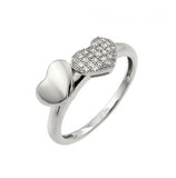 .925 Sterling Silver Rhodium Plated Micro Pave Set Clear Cz Heart Ring, <b>size: 5</b>