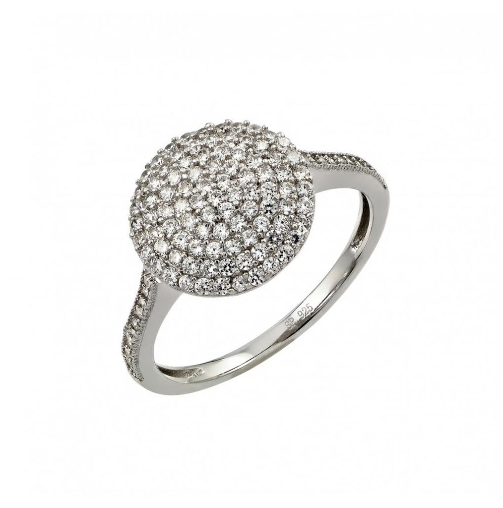 .925 Sterling Silver Rhodium Plated Pave Set Clear Cz Circle Ring, <b>size: 5</b>