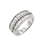 .925 Sterling Silver Rhodium Plated Clear Baguette Cz Channel Ring, <b>size: 5</b>