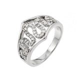 .925 Sterling Silver Rhodium Plated Clear Cz Snake Inlay Ring, <b>size: 5</b>