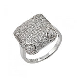 .925 Sterling Silver Rhodium Plated Clear Micro Pave Cz Heart Square Ring, <b>size: 5</b>