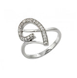 .925 Sterling Silver Rhodium Plated Clear Cz Inlay Curl Ring, <b>size: 5</b>